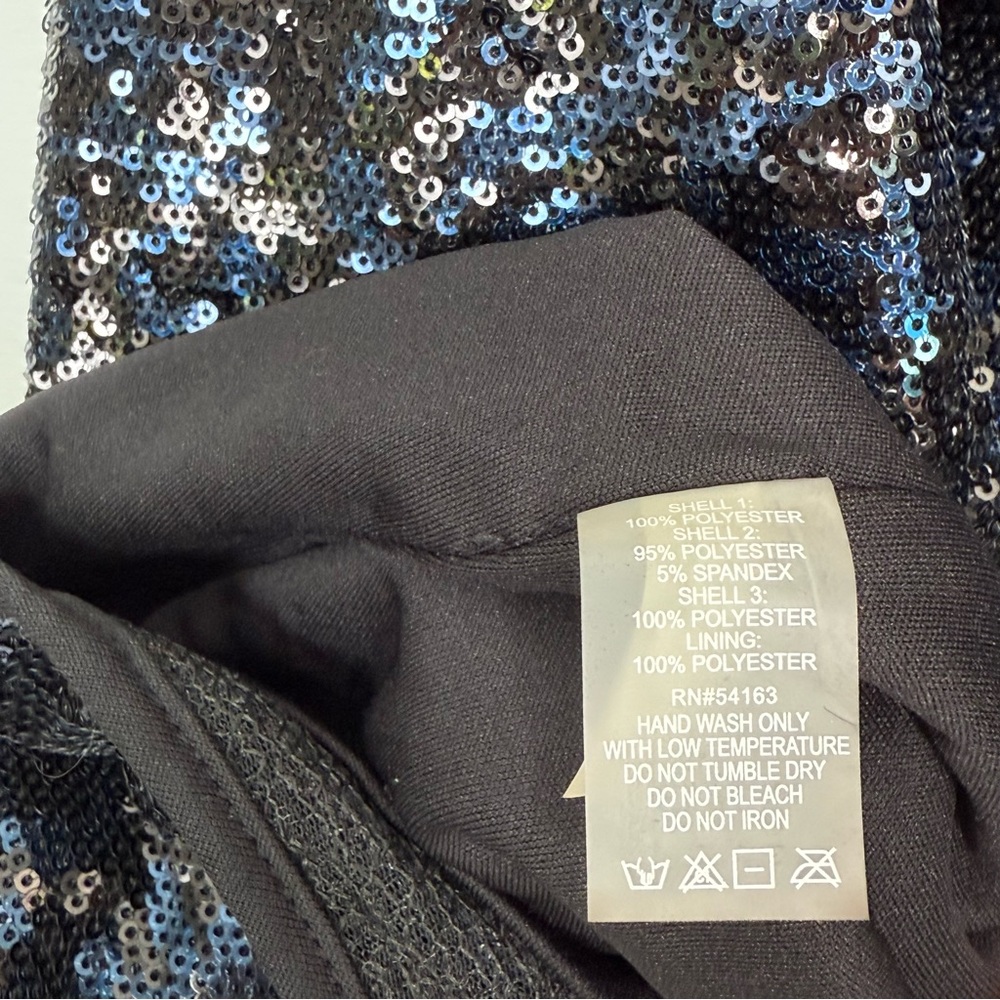 Calvin Klein Black Sequin Cocktail Dress Sleeveless Chiffon Overlay Size 10 - Picture 7 of 10